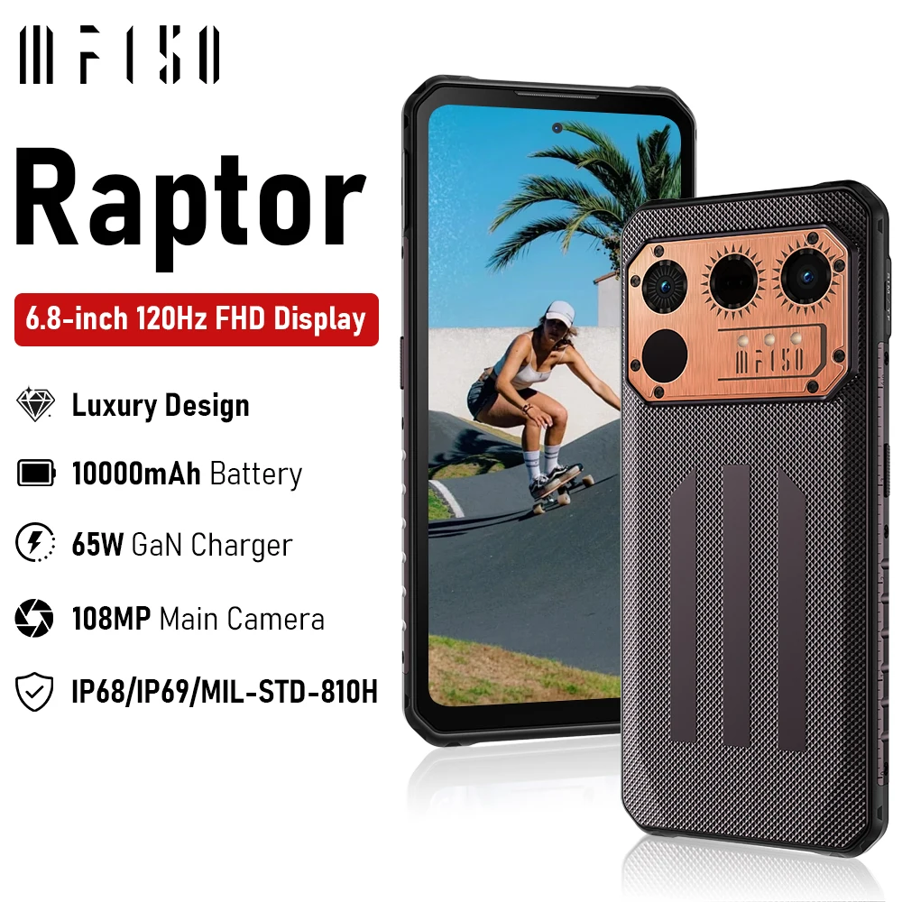 IIIF150 Raptor Robustes Telefon 6,8 Zoll 120 Hz 12 GB + 256 GB Telefon Smartphone 108 MP Kamera 10000 mAh Handy Smartphone 4G Android 13