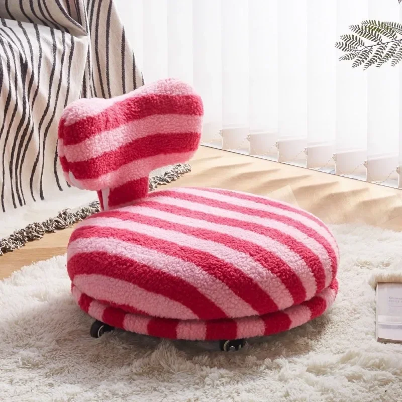 Wohnzimmer Bunte Lammwolle Haushalt Hocker Kinder Rotierenden Niedrigen Hocker Balkon Rückenlehne Einzel mit Rad Schiebe Stuhl Image