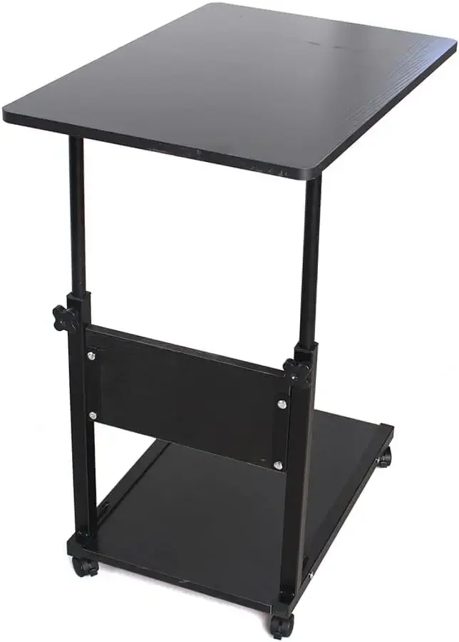 Beistelltisch, Sofatisch, Couchtisch, Laptoptisch, Metall, Holz, mit Rad, Wohnzimmertisch, Metallrahmen, C-Form, höhenverstellbar