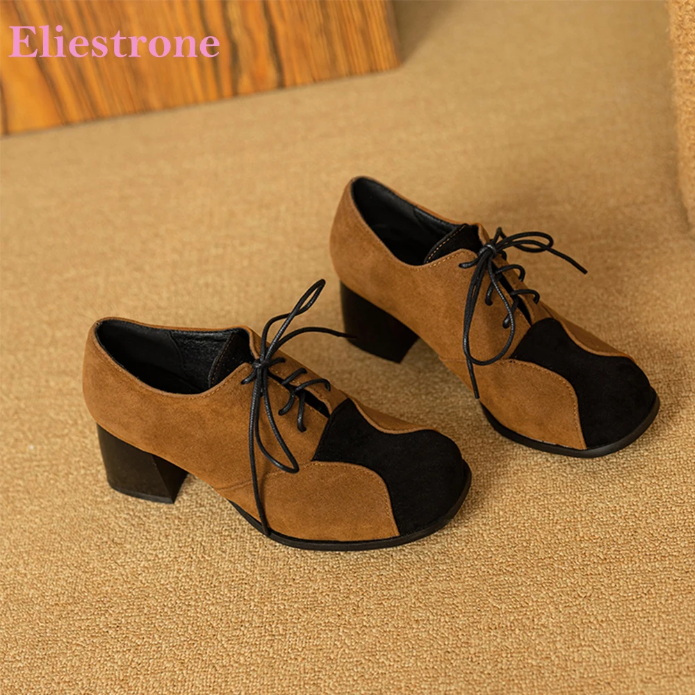 2025 marke Neue Bequeme Braun Rot Frauen Pumpen Sexy 5 cm Hohe Quadratische Ferse Schule Dame Kleid Schuhe Plus Große größe 23 47