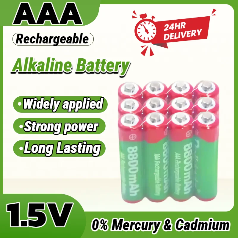 Super langlebige 1,5 V AAA-Akkus, 8800 mAh, hohe Kapazität für Maus, Tastatur, Uhr, Spielzeug, Fernbedienung, PC, Computer Image