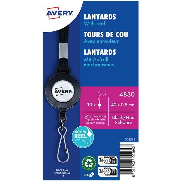 Avery Zweckform Lanyards mit ausziehbarer Jojo-Mechanik 400x8 mm 10 Stück, 0.8 cm Image