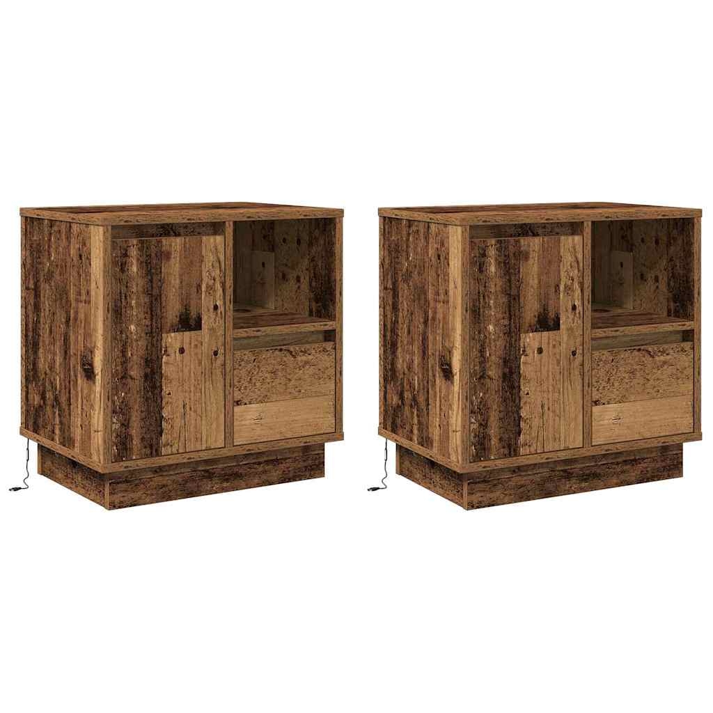 vidaXL Nachttisch mit 2 pcs Altholz 50 x 34,5 x 50 cm Holzwerkstoff Image