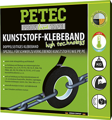 PETEC Kunststoffklebeband 19 MM x 1,1 10 M Klebeband schwarz 87210 Image
