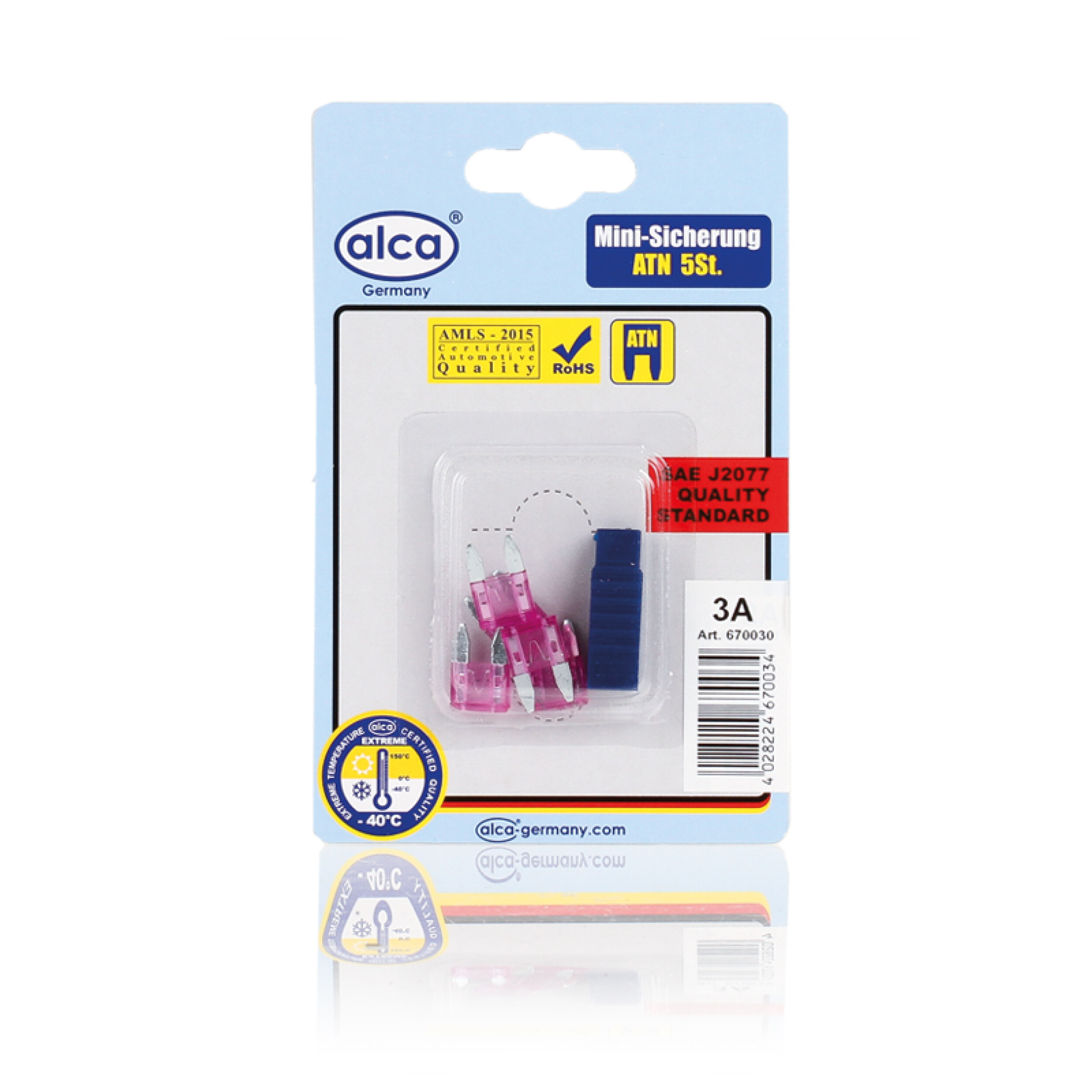 ALCA Mini-Sicherungen 3 A 5St. Blister Sicherung 670030 Image