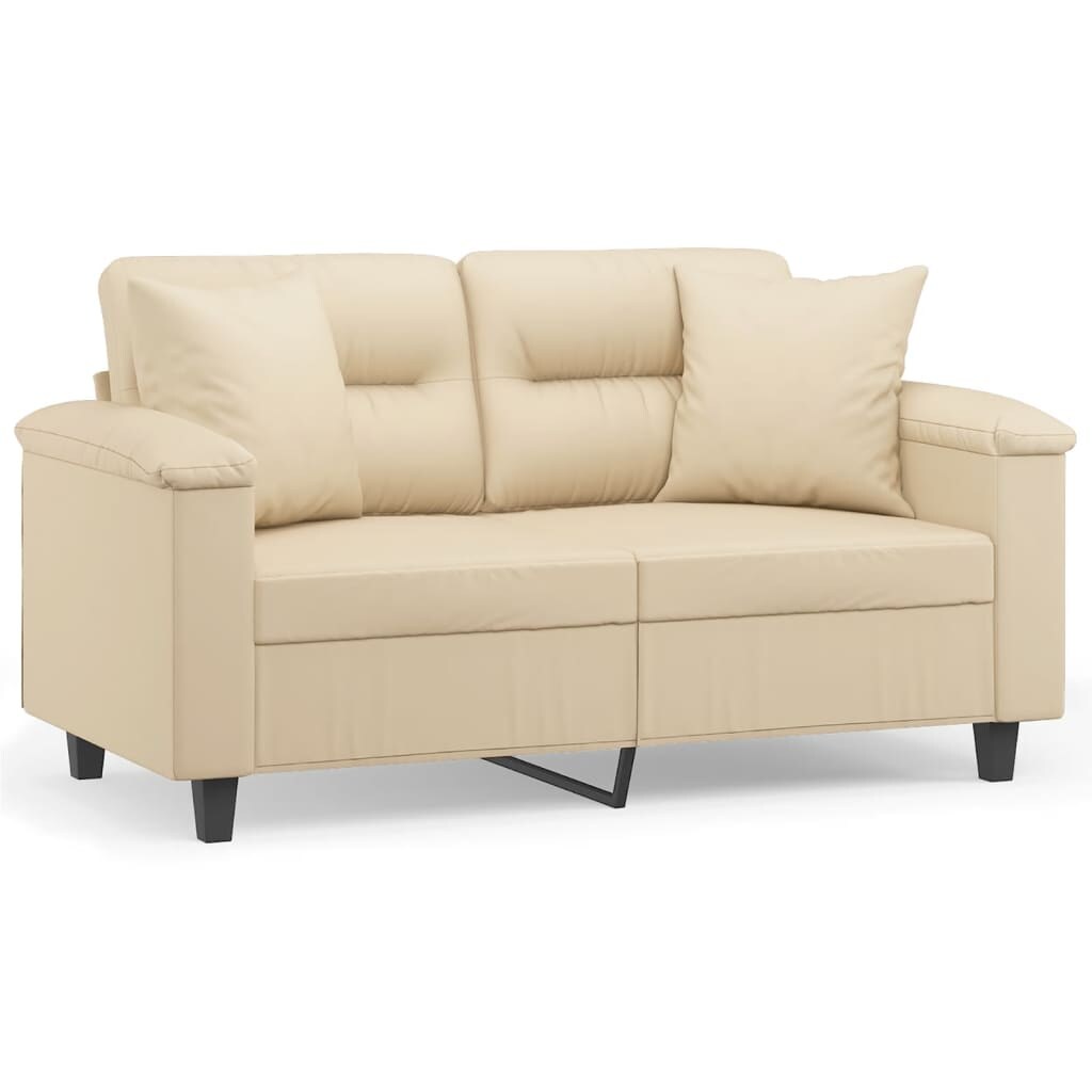 vidaXL 2-Sitzer-Sofa mit Kissen Creme 120 cm Mikrofasergewebe Image