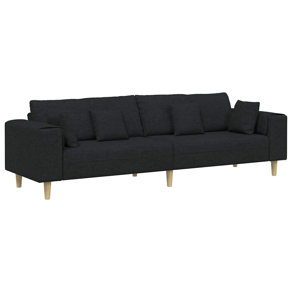 vidaXL Stoffsofa mit Kissen Schwarz 208 cm Stoff Image