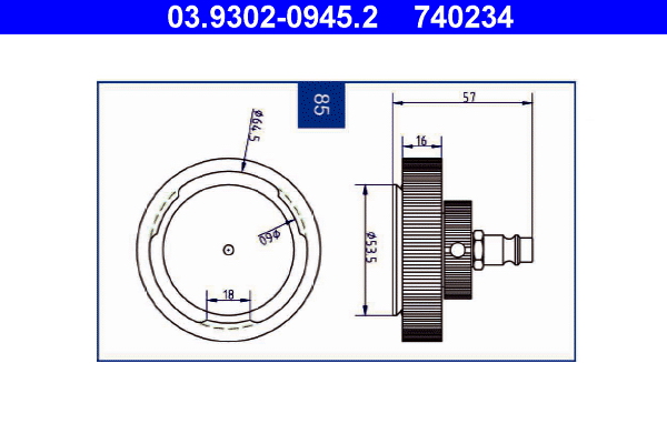 ATE Entlüfterstutzen 03.9302-0945.2 Image