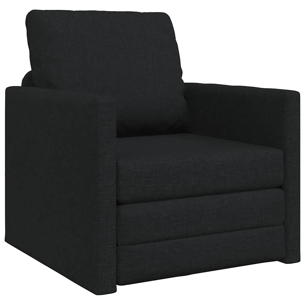 vidaXL Boden-Schlafsofa mit Kissen Schwarz 74 x 77 x 81 cm Stoff Image