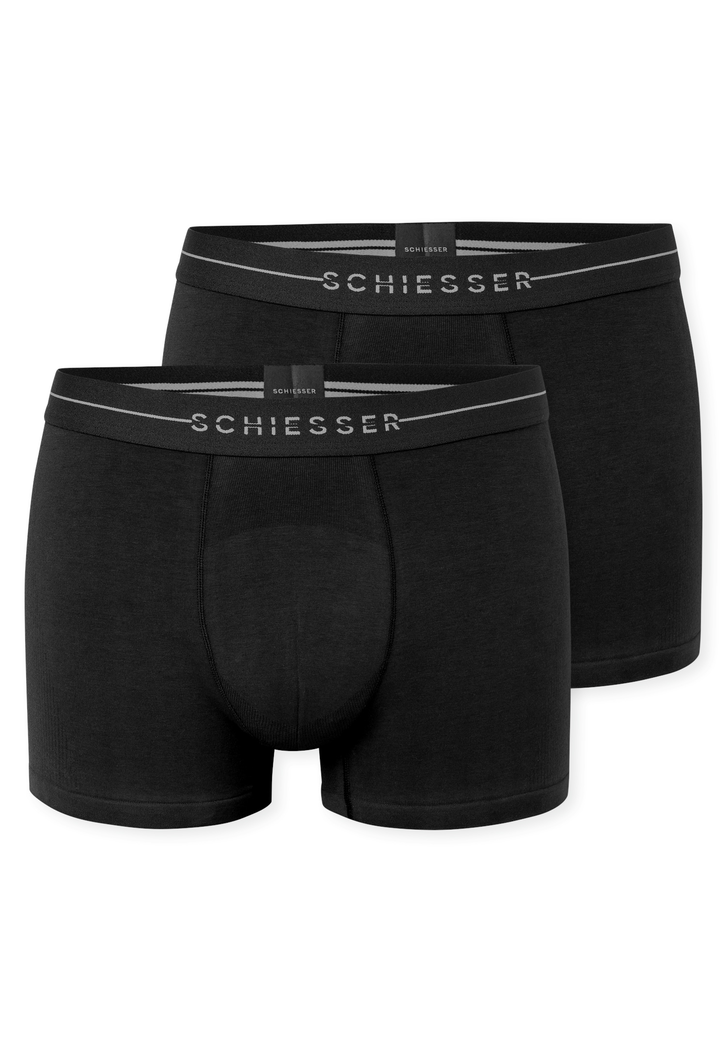 Boxershorts SCHIESSER "Cotton Flex", Herren, Gr. 5, 000, schwarz, Single Jersey, Obermaterial: 85% Baumwolle, 10% Polyamid, 5% Elasthan, körpernah, Unterhosen, Baumwollmischung, ohne störende Seitennähte, superweich Image