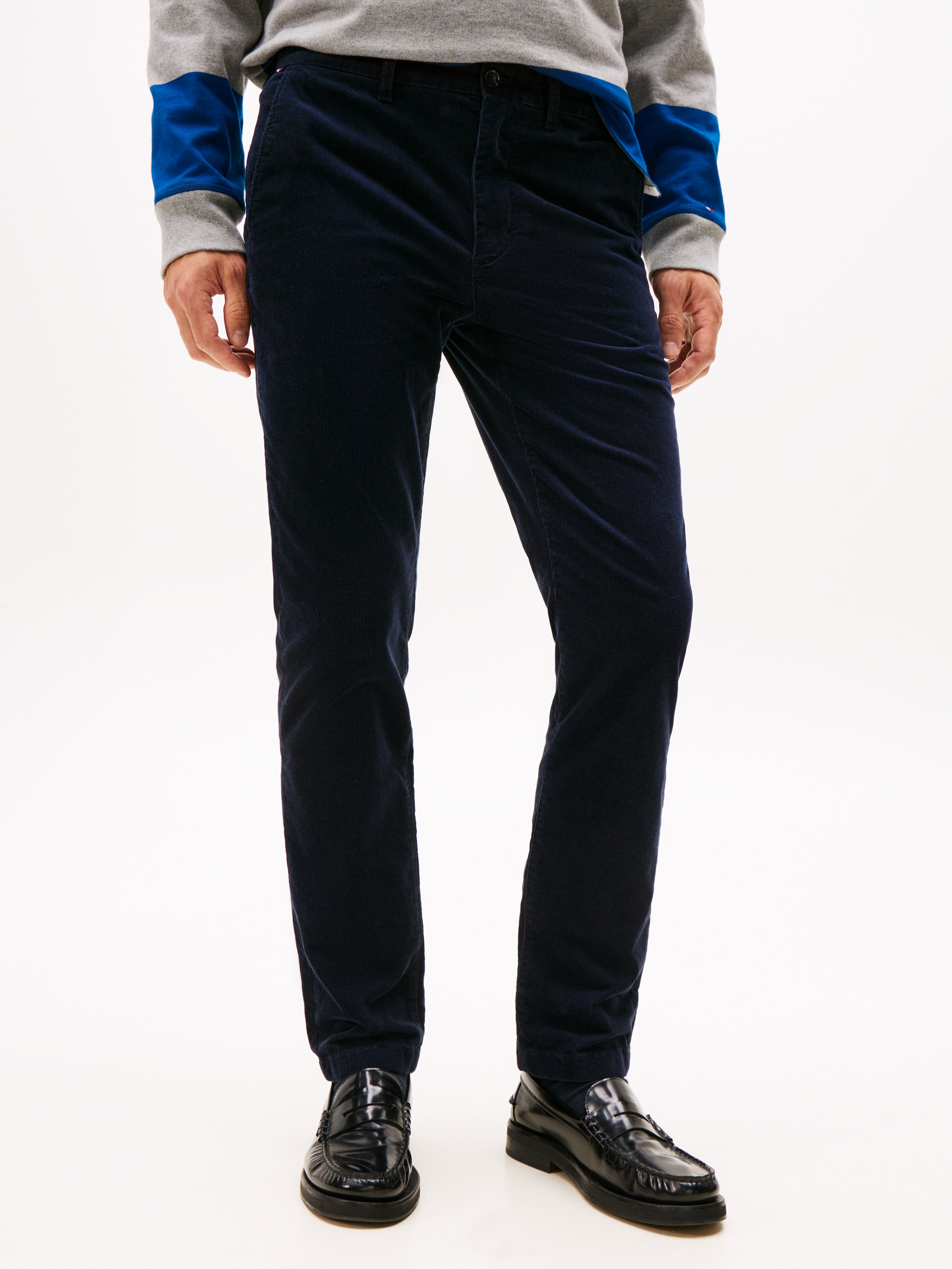 Stoffhose TOMMY HILFIGER "PANTS", Herren, Gr. 33, Länge 32, schwarz night navy cord, Web, Obermaterial: 98% Baumwolle, 2% Elasthan, unifarben, straight fit lang, Hosen, Straight fit Image