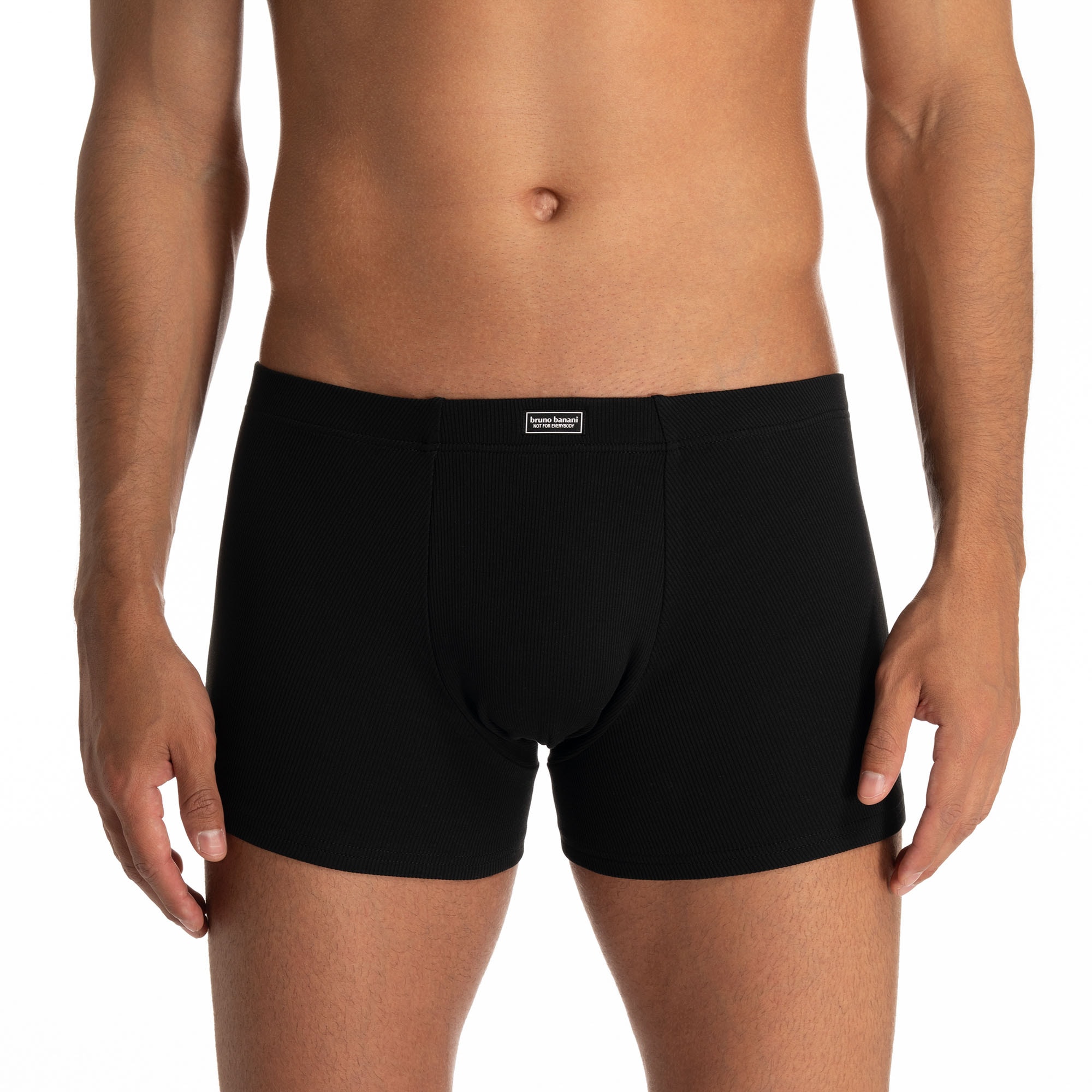 Boxer BRUNO BANANI "FINE RIB", Herren, Gr. L, schwarz, Feinripp, Obermaterial: 96% Baumwolle, 4% Elasthan, unifarben, körpernah, Unterhosen, Feinripp, Komfortbund, eng anliegend Image