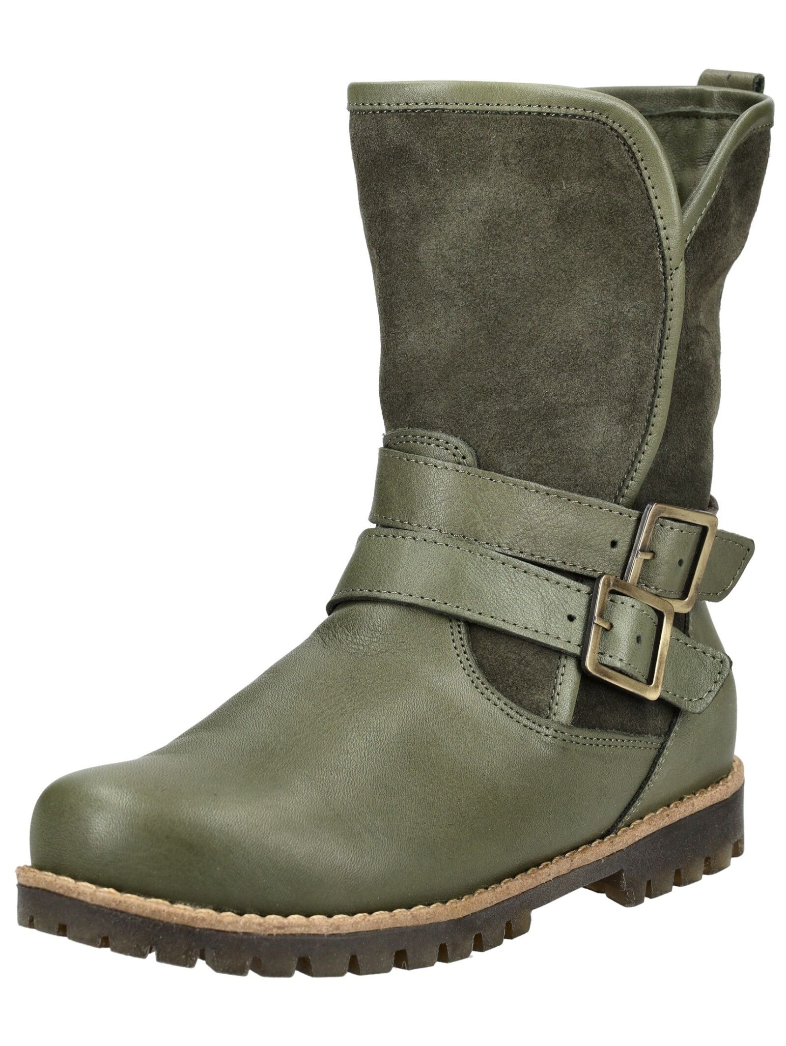 Stiefel ANDREA CONTI "Andrea Conti Stiefel Leder", Damen, Gr. 36, oliv, Leder, Schuhe Stiefel