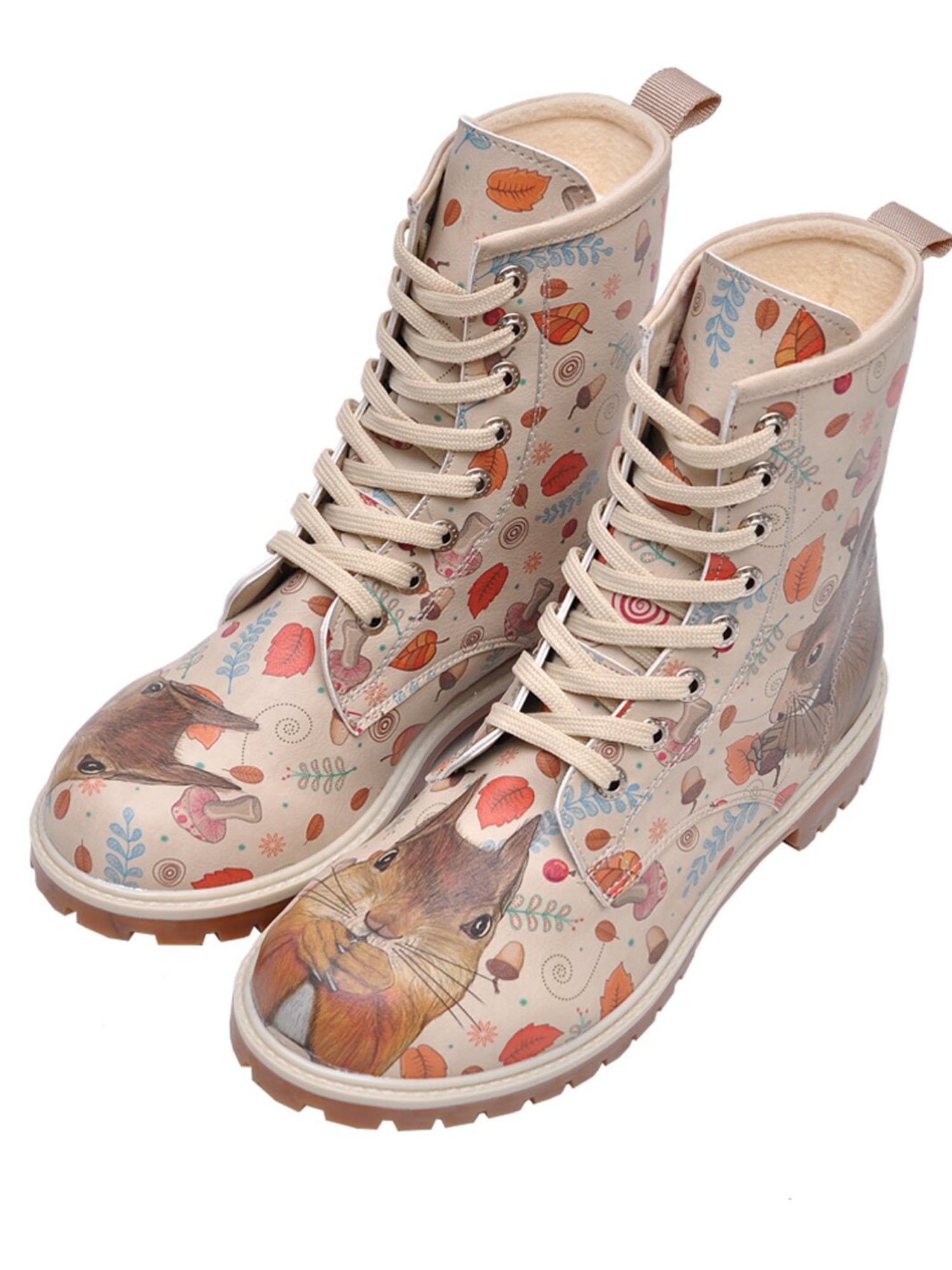 Schnürboots DOGO "Longe Boots Schnürstiefel It Wasn't Me Damen Stiefeletten", Damen, Gr. 38, Normalschaft, braun (beige, braun), Lederimitat, Schuhe Schnürboots, Handgefertigt