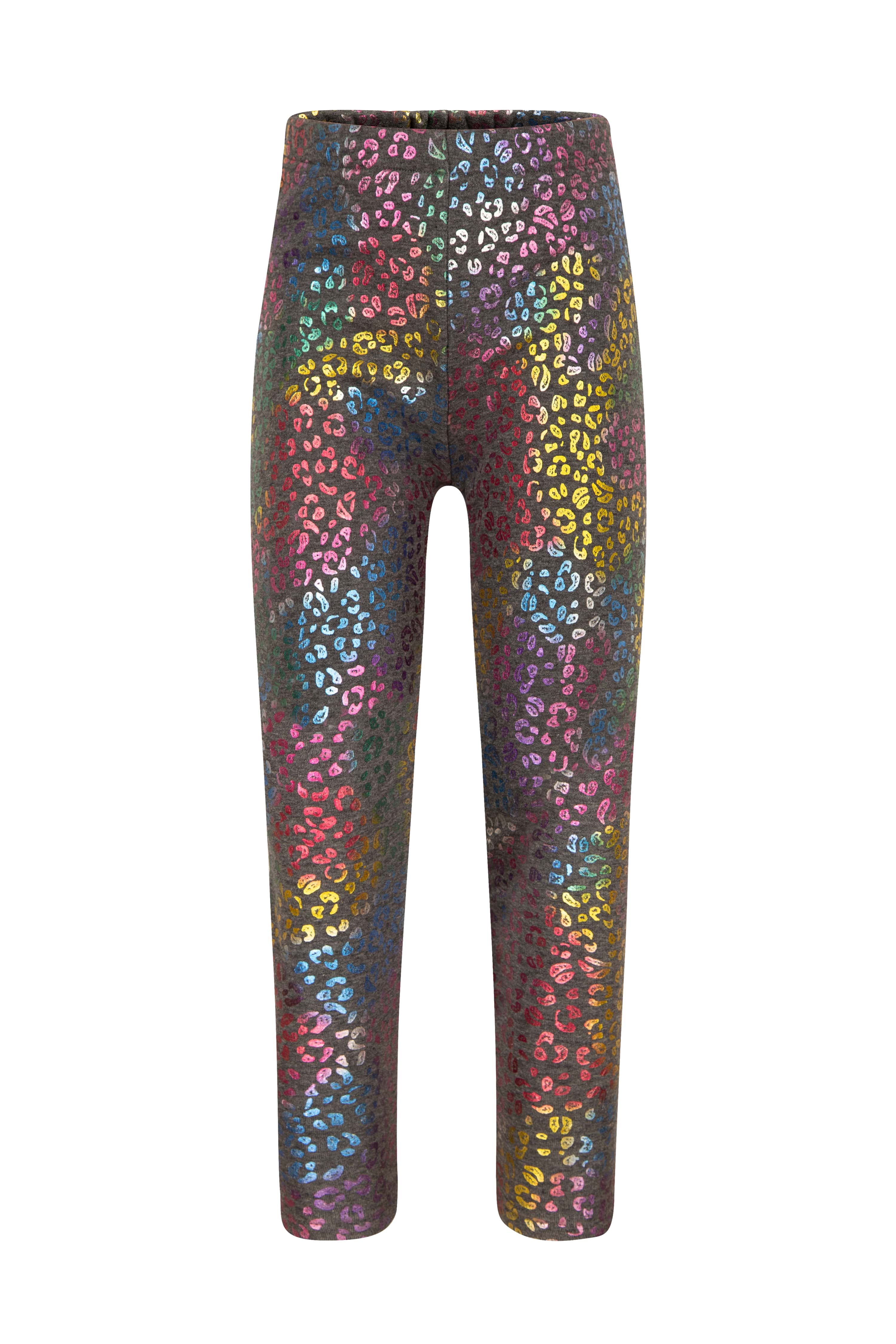 Strickleggings HAPPY GIRLS, Mädchen, Gr. 134, N-Gr, grau (anthrazit), Feinstrick, Obermaterial: 60% Polyester, 35% Baumwolle, 5% Elasthan, bedruckt, slim fit normal, Hosen, im bunten Allover Image