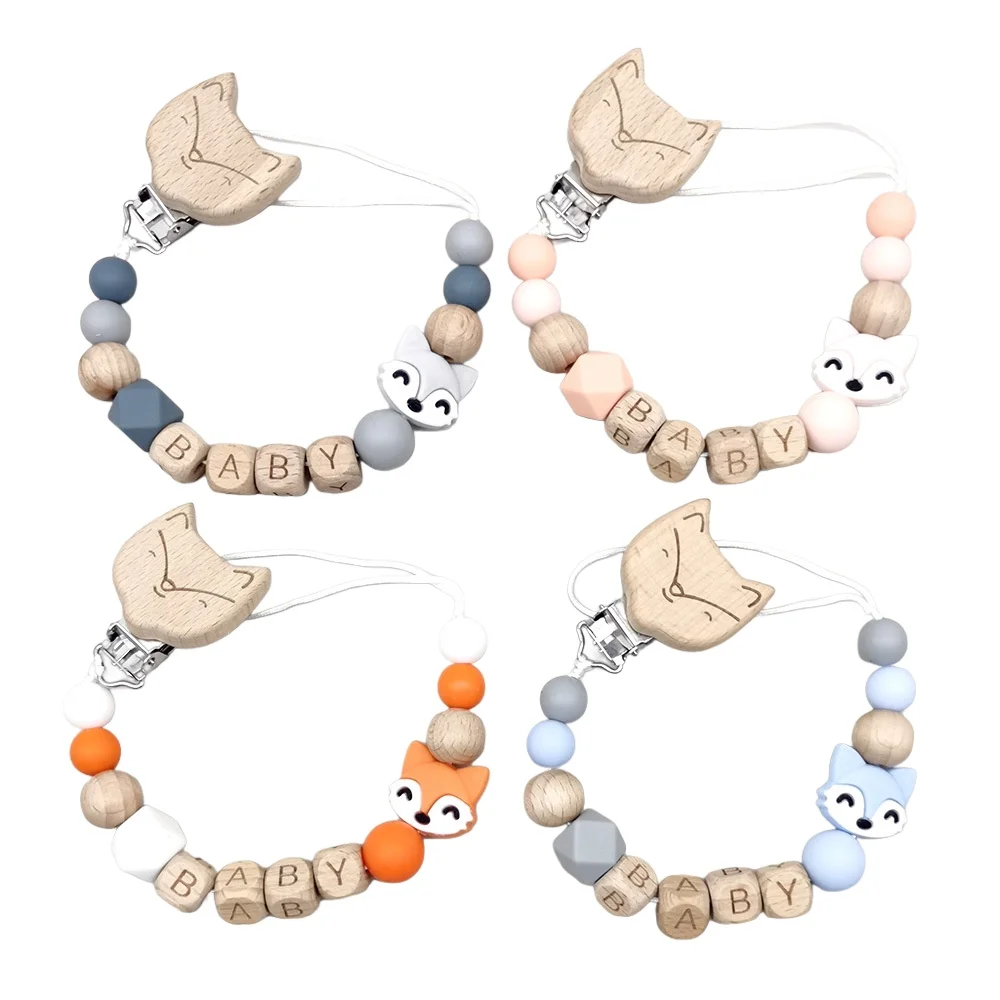 Schnullerclips mit Fuchsmotiv, lebendige Farben, Baby-Schnullerhalter, bezauberndes praktisches Design für Kleinkinder Image