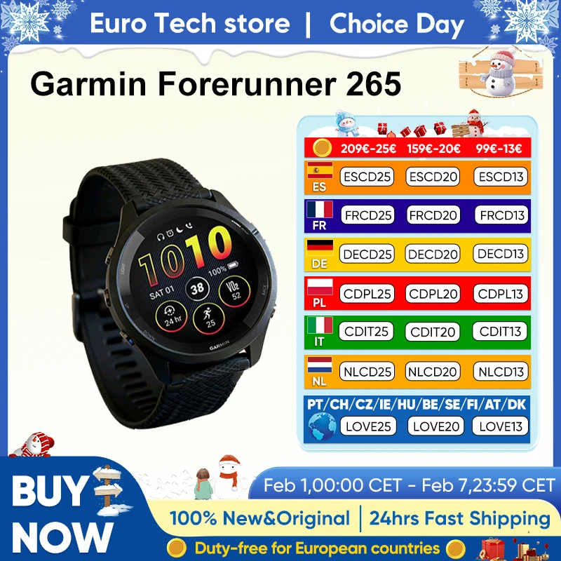 Garmin Forerunner 265 Sports Smartwatch mit GPS, 1,3-Zoll-AMOLED-Display und Touchscreen Image