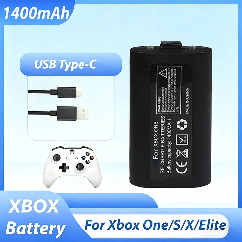 1400mAh Controller Battery Pack with USB-C Charging Cable Xbox One Controller Battery Pack for Xbox One/S/X/Elite