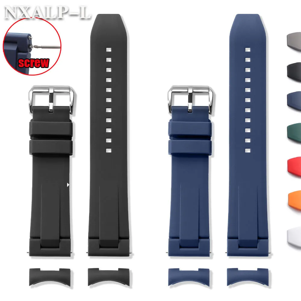 Premium FKM Uhrenarmband 20mm 22mm für Rolex für Omega gebogenes/fettes Ende Fluorkautschukarmband für Seiko für Citizen Universalarmband Image