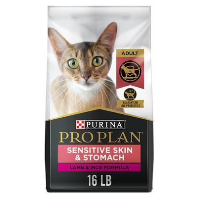 Purina Pro Plan Sensitive Skin & Stomach, Lamb & Rice Formula Dry Cat Food, 16 lbs.