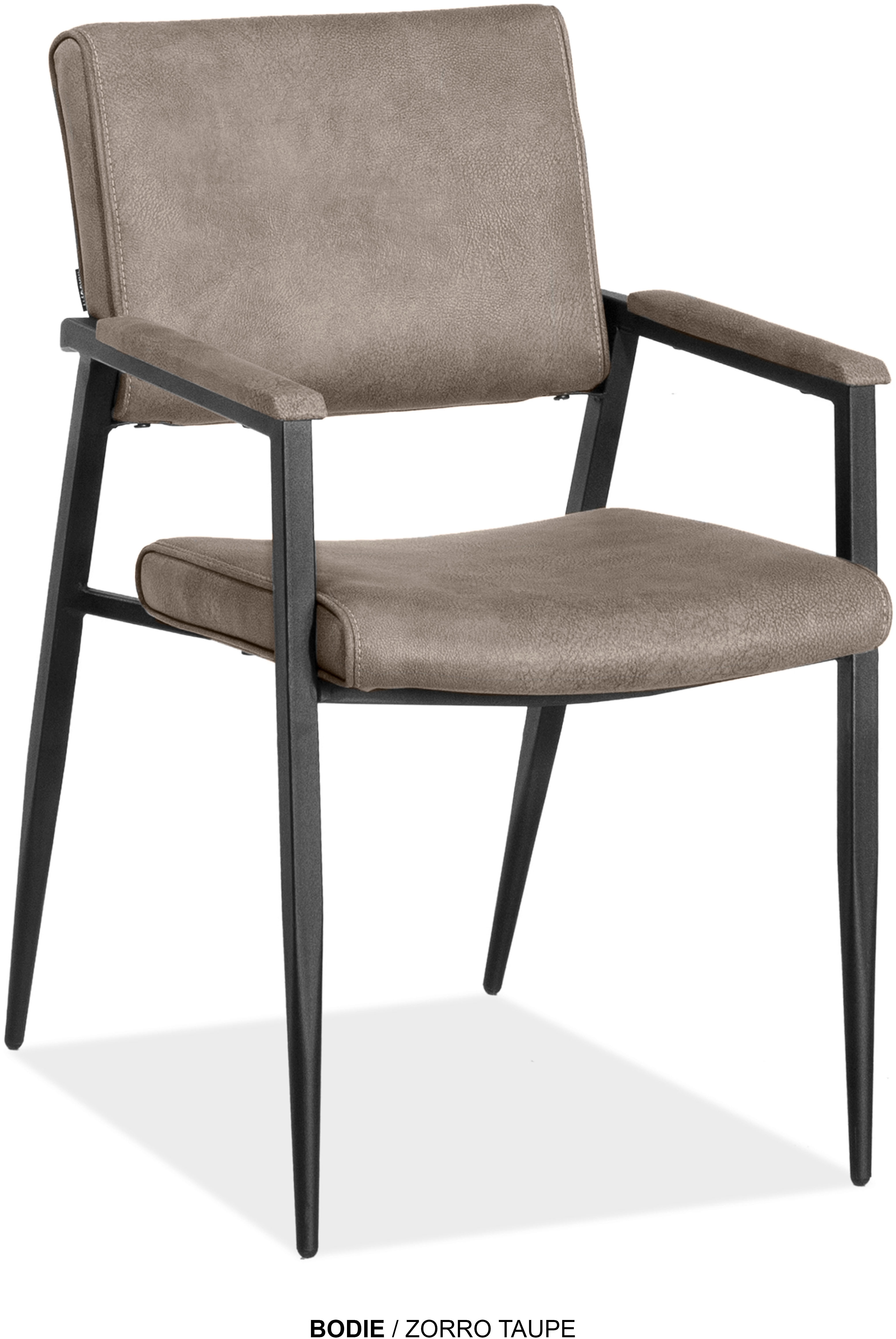 Esszimmerstuhl OMG DESIGN "Bodie", taupe, schwarz, B:46cm H:89,5cm T:64,5cm, Polyester, Stühle, bequemer Armlehnenstuhl, pflegeleichter Bezug Image