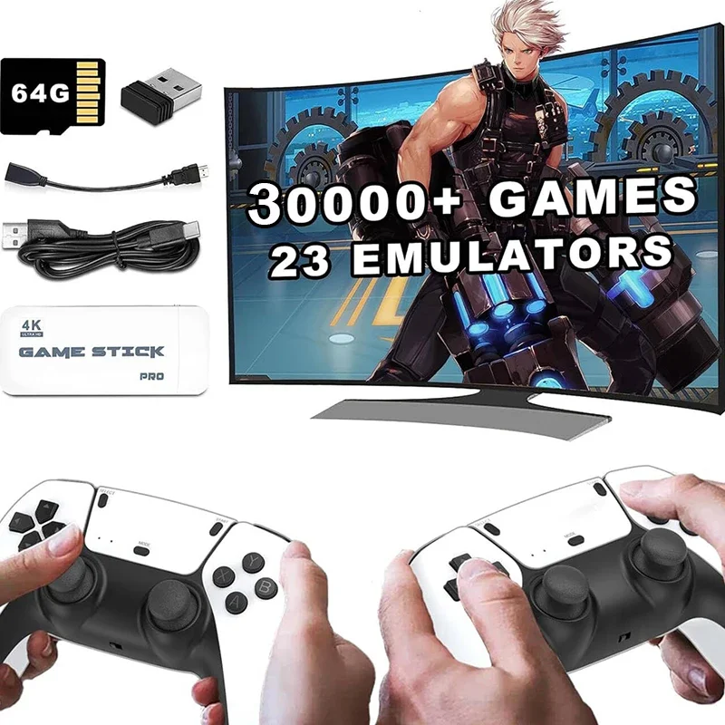 4K TV Game Stick Video Game Console New M15 64G Built in 30000 Games Wireless Controller Gamepad Retro Handheld Game Console