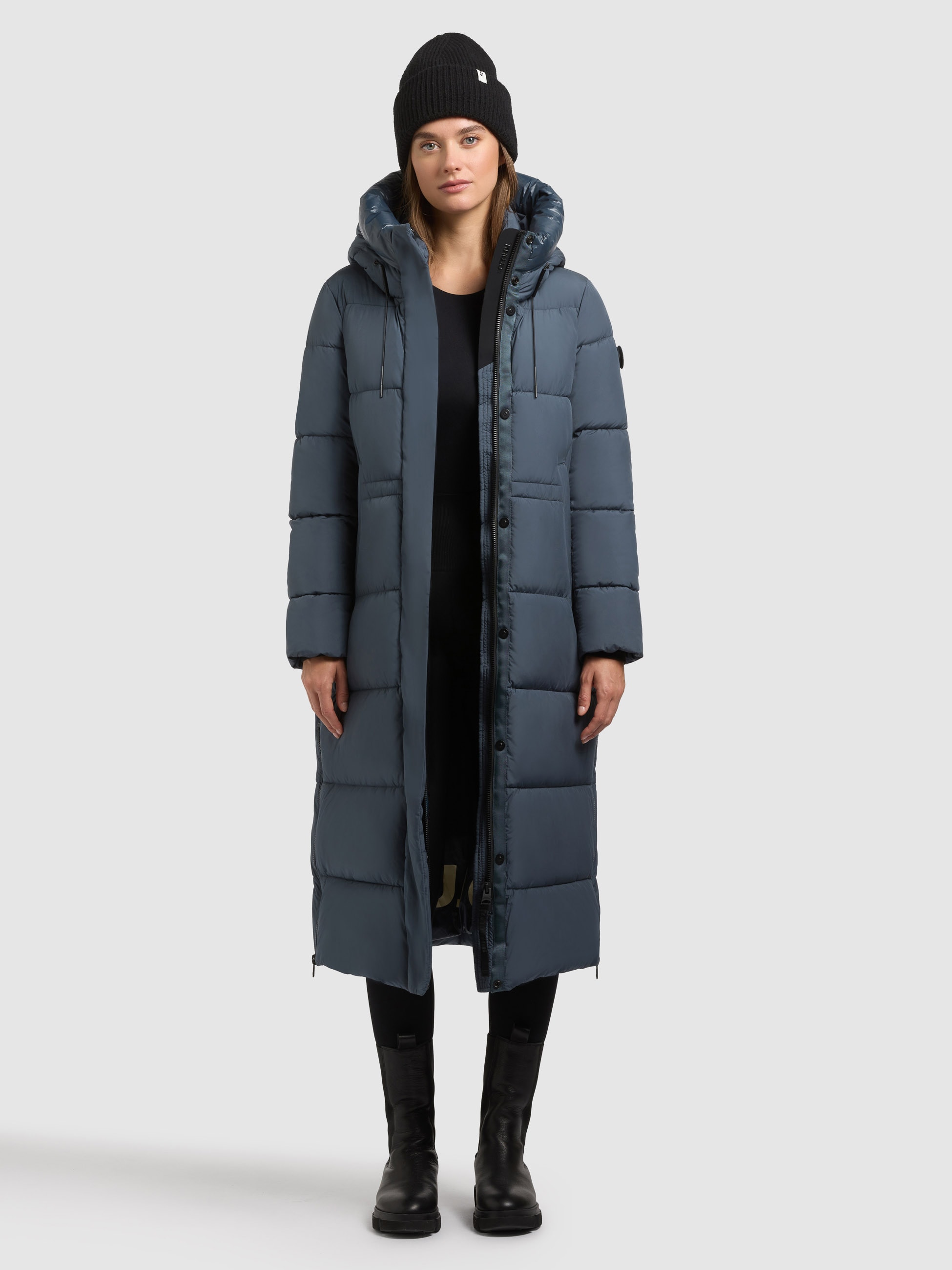 Steppmantel KHUJO "VELIA", Damen, Gr. XL, dim blau, 100% Polyester, unifarben, eingesetzt elastischer Bund mit Windstopper, Mäntel Image