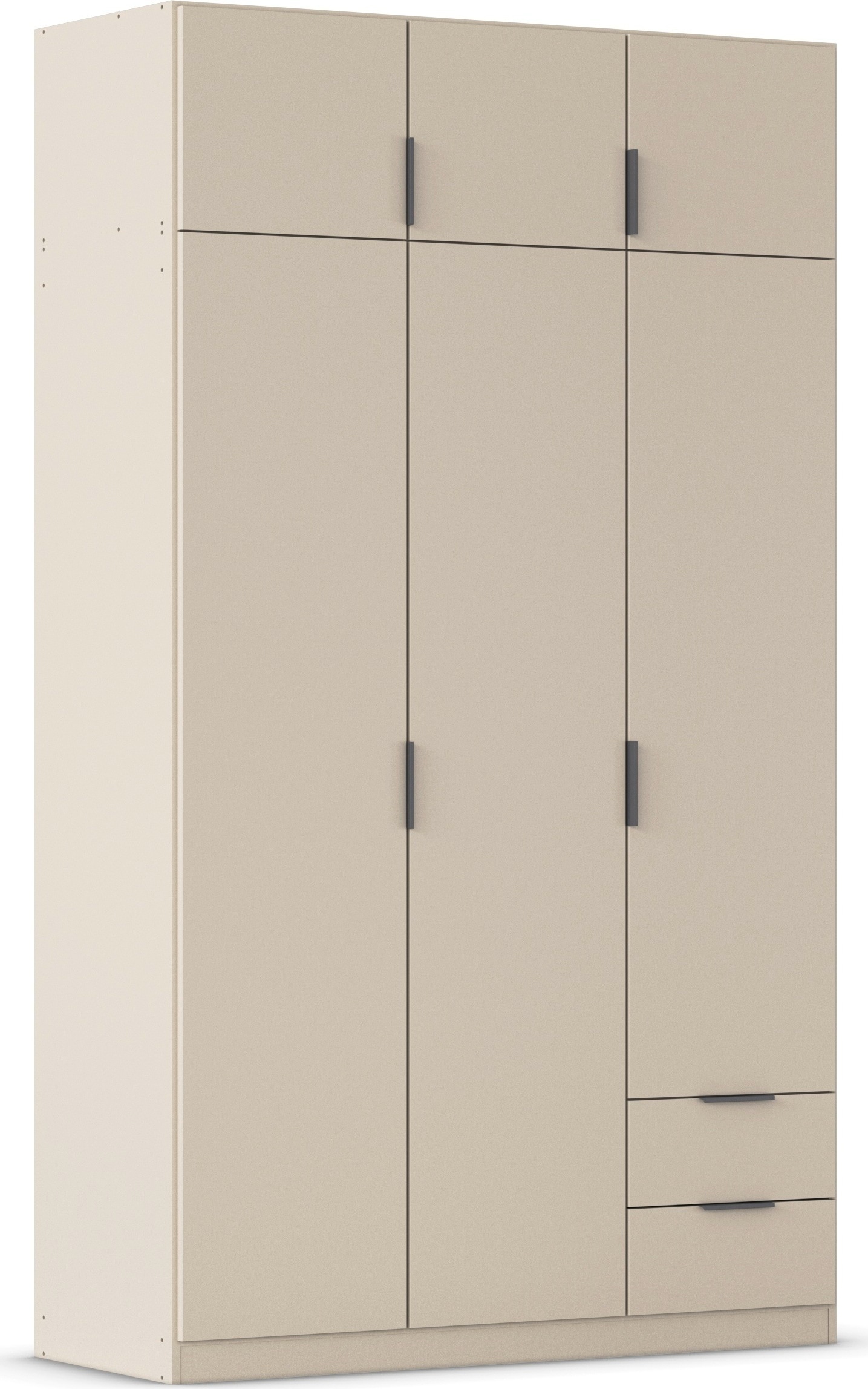 Kleiderschrank RAUCH "Drehtürenschrank Schrank Garderobe Ankleide Schlafzimmer LAGOA", beige (champagner), B:136cm H:235cm T:54cm, Holzwerkstoff, Schränke, mit geräumigen Schubladen, optional mit Aufsatz MADE IN GERMANY Image