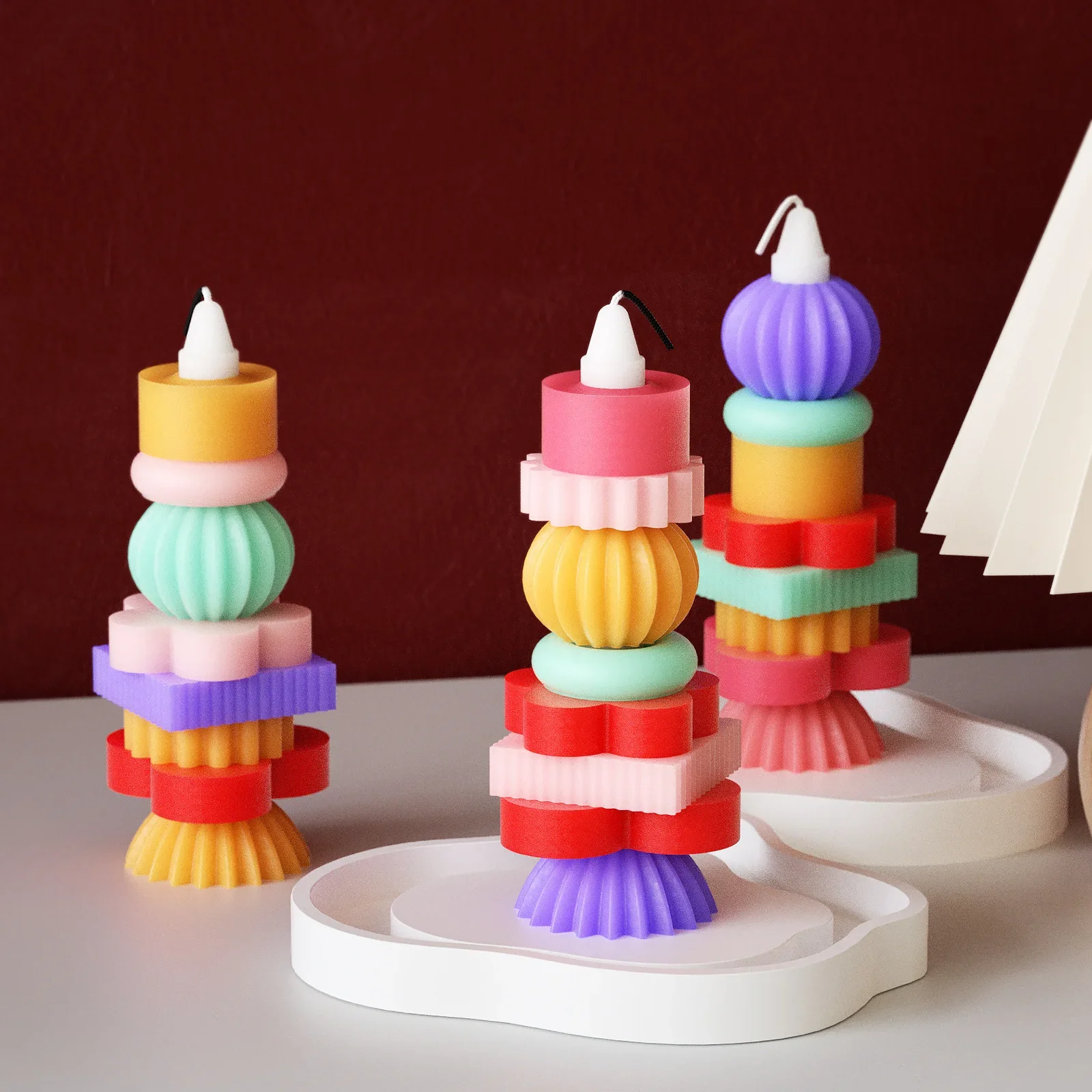 DIY stapelbare geschichtete Silikonform für Sojawachs, Seife, DIY Duftkerzenherstellung, Aromatherapie, Wachs, Gips, Epoxidseife, Heimdekoration Image