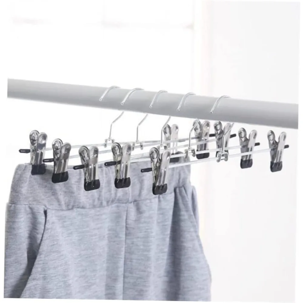 10pcs Metal Clothing Rack Hangers for Skirts Clothes Hanger with Clips Hanger Cloth Simple Hanger Space Saving Hang Pants
