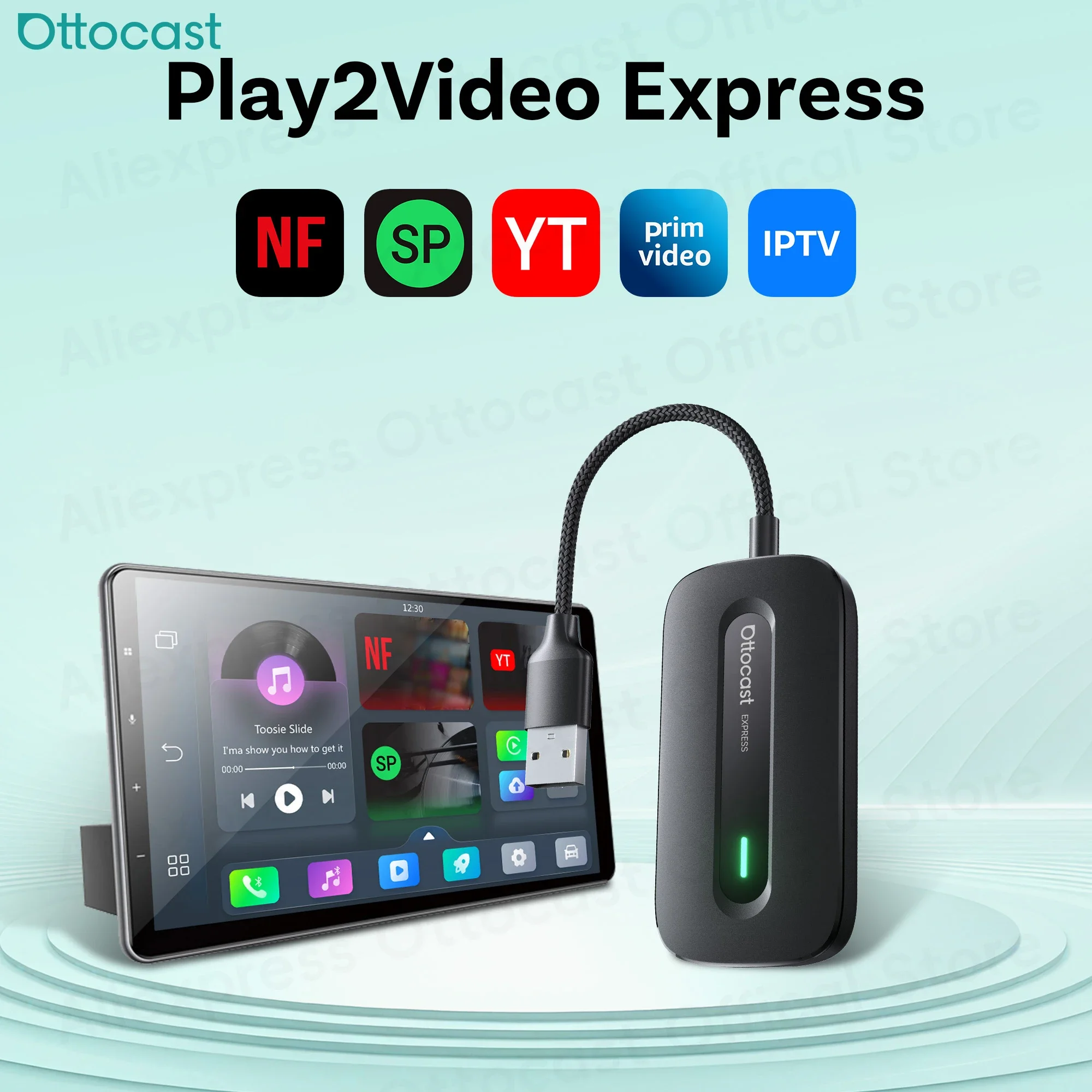 OTTOCAST Play 2 Video Express Wireless CarPlay Android Auto AI Box Adapter für iPhone 17 16 15 PRO Max Auto Zubehör 2025 Neue Image