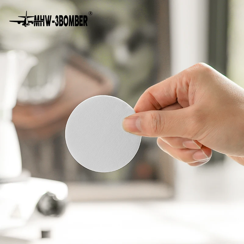 MHW-3BOMBER 100 Stück Einweg-Kaffeefilterpapier, Espressomaschine, kompatibel mit 51 mm, 53 mm, 58 mm Siebträger-Zubehör Image