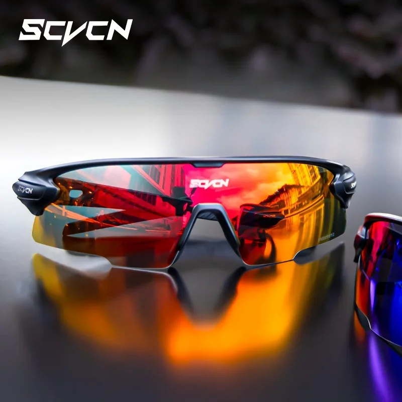 SCVCN Blau Photochrome Mann Rote Sonnenbrille Fahrrad Straße Geschwindigkeit Brille Sonnenbrille für MTB UV400 Brille Frau Rennrad Brillen Image