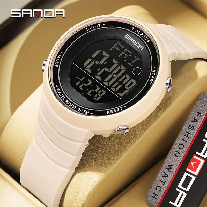 SANDA Trendy Student Sport Digitaluhr Silikonarmband Countdown Leuchtende wasserdichte 50M Uhr Top Mann Frau Elektronische Uhr Image