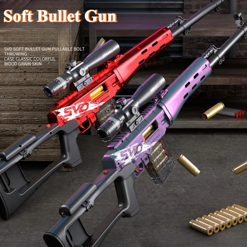 SVD – fusil de Sniper, éjection de coque, balle molle, jouet, pistolet manuel, jeux de plein air, jeu de combat CS pour enfants, cadeau d