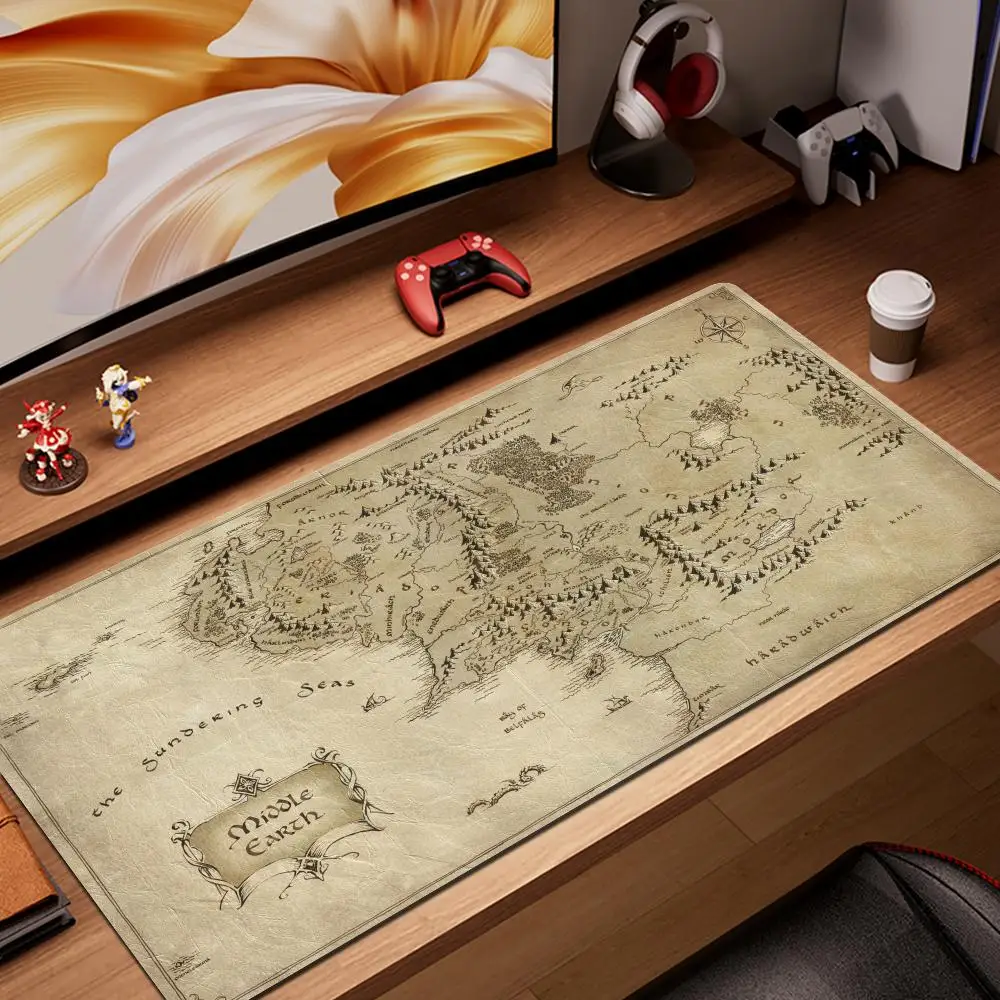 Mittelerde Mauspad L-Lords of Ringe Computer Schreibtisch matte Gamer Tastatur matte genähte Kante Mauspad Schrank PC Tisch Maus matten Image
