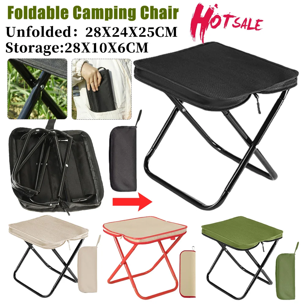 Faltbarer Campinghocker zum Angeln, zusammenklappbarer Stuhlsitz, tragbarer, zusammenklappbarer Campingstuhl, rutschfeste Unterlage und Tragetasche zum Angeln, Camping Image