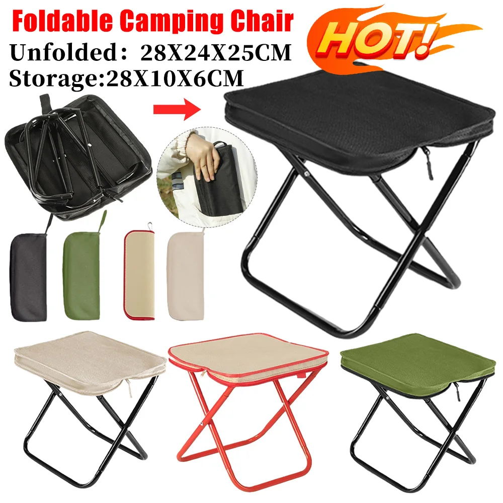 Tragbarer faltbarer Campinghocker, zusammenklappbarer Campingstuhl, rutschfeste Unterlage und Tragetasche, zusammenklappbarer Angelstuhl, Sitz zum Angeln, Camping