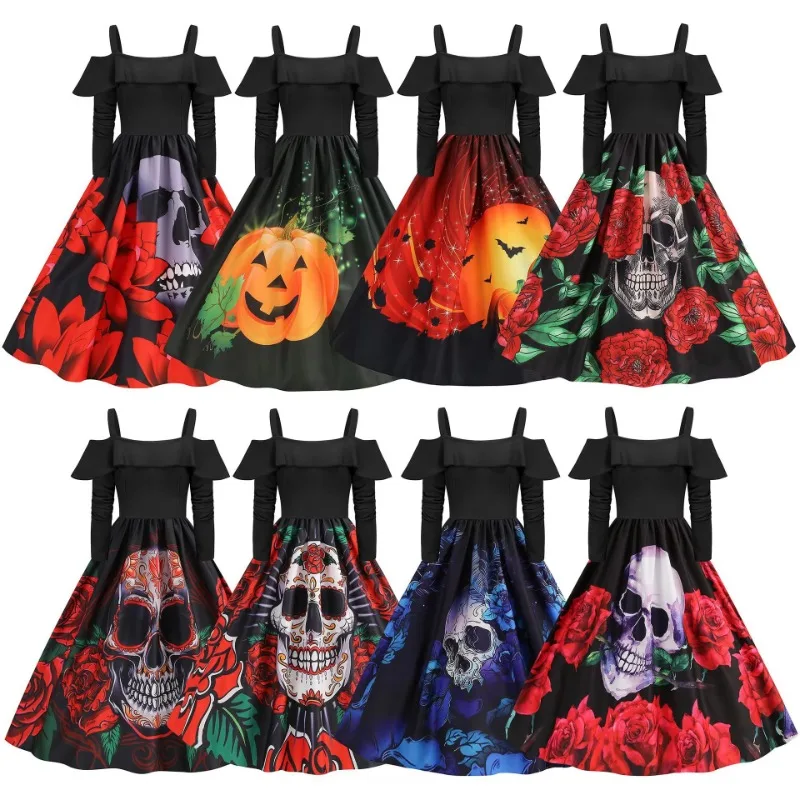 Halloween Mittelalterliche Gruselige Cosplay Kostüme für Frauen Sexy Schädel Ghostface Party Kleid Disfraz Hombre Mujer Karneval Dress Up Image