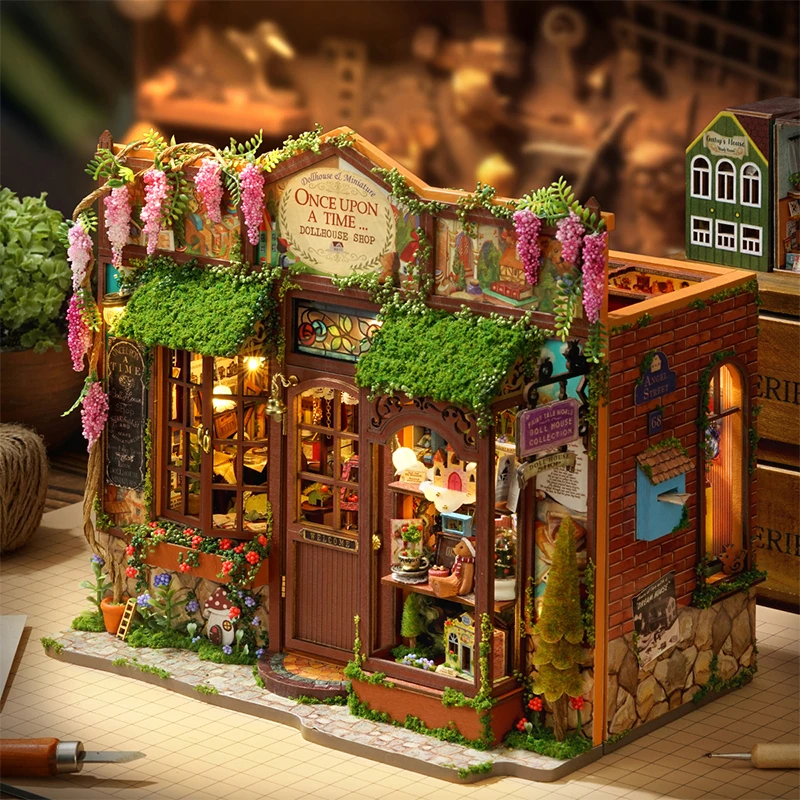 Neues Weihnachtsgeschenk Diy Holz Puppenhaus Möbel Licht Kit Puppenhaus Casa Miniatur Zubehör Holzspielzeug Geburtstagsgeschenke