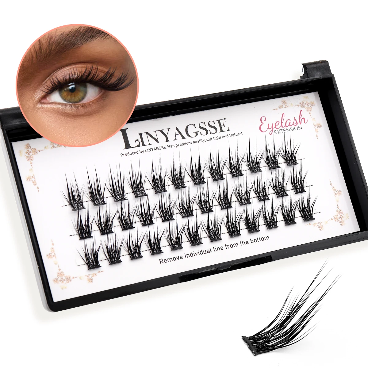 LINYAGSSE LN2350 L Curl Super Cluster Wimpernverlängerung Natürliche Nerz Wimpern Einzelne Wimpern Make-Up Werkzeuge Cilias Volumen Image