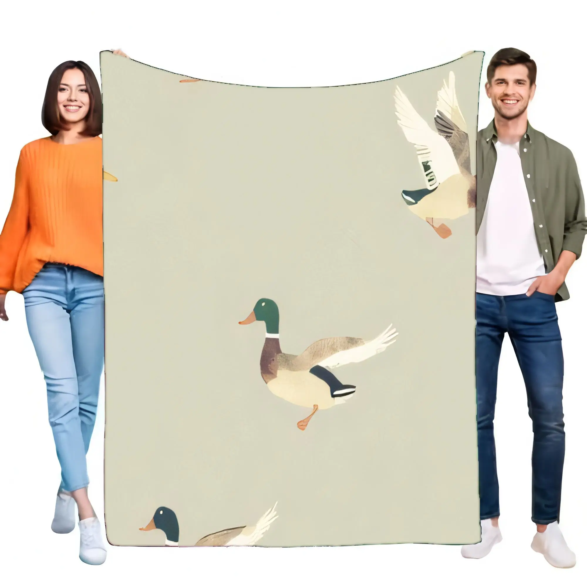 Flanell-Fleece-Überwurfdecke mit Stockenten-Entenmuster, superweich, gemütlich, warm, leicht, für Bett, Sofa, Couch, Heimdekoration, Kinder und Erwachsene G Image