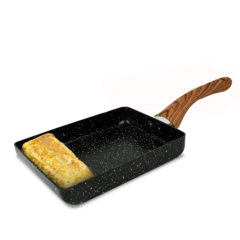 Japanische Omelettpfanne, antihaftbeschichtet, Tamagoyaki-Pfanne, Omelett-Bratpfanne mit Holzgriff, Frühstück, Pfannkuchen, Eierpfanne, Küche JT Image