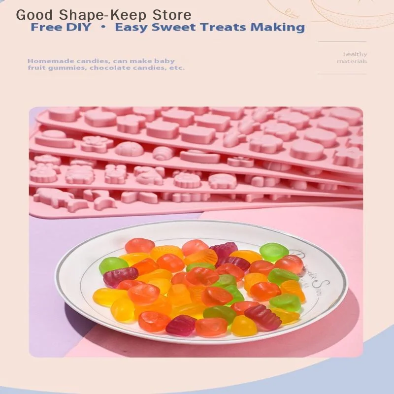 1PC Mix Weiche Süßigkeiten Form Obst Tier Silikon Schokolade Form Kaninchen Fisch Fudge Süßigkeiten Gelee Form Kuchen Dekor Image