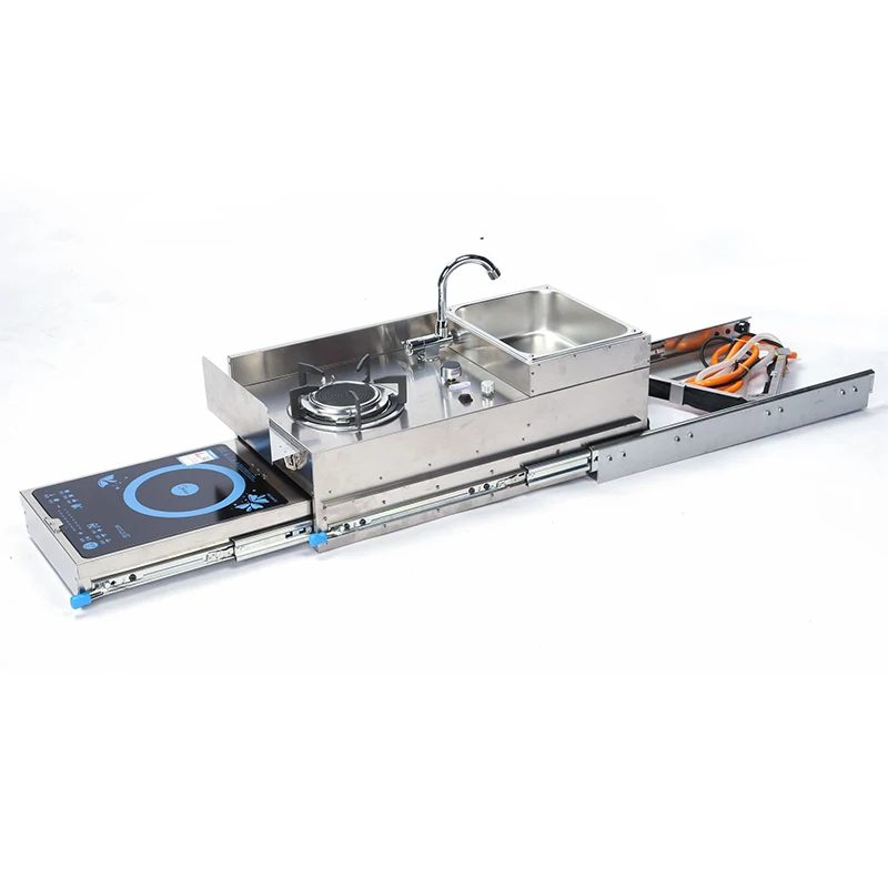 Ausziehbarer Gasherd, Spüle, Induktionsherd, SUV, Wohnmobil, ausziehbarer Mini-Gasherd für die Küche, Induktionsherd mit Spüle GR-C005
