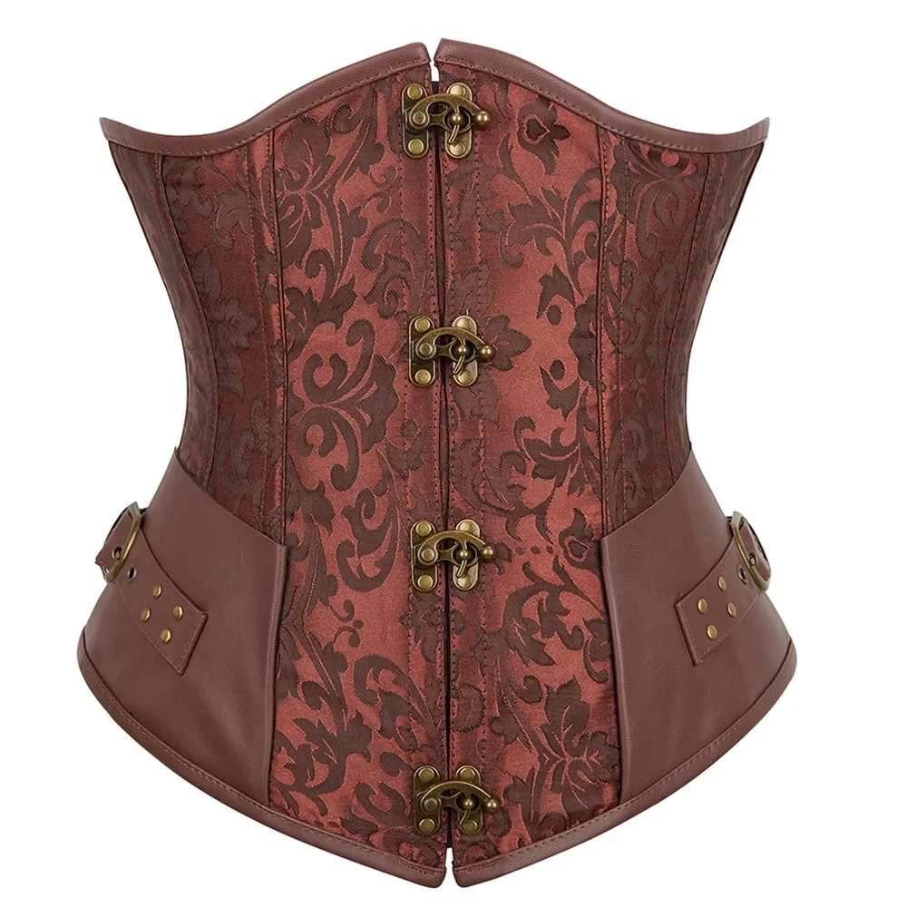 Vorne Metall Klatscht Kunstleder Gorsets Unterbrust Korsett Frauen Steampunk Bustier Korsett Form Körper Sexy Dessous Abnehmen Gürtel Image