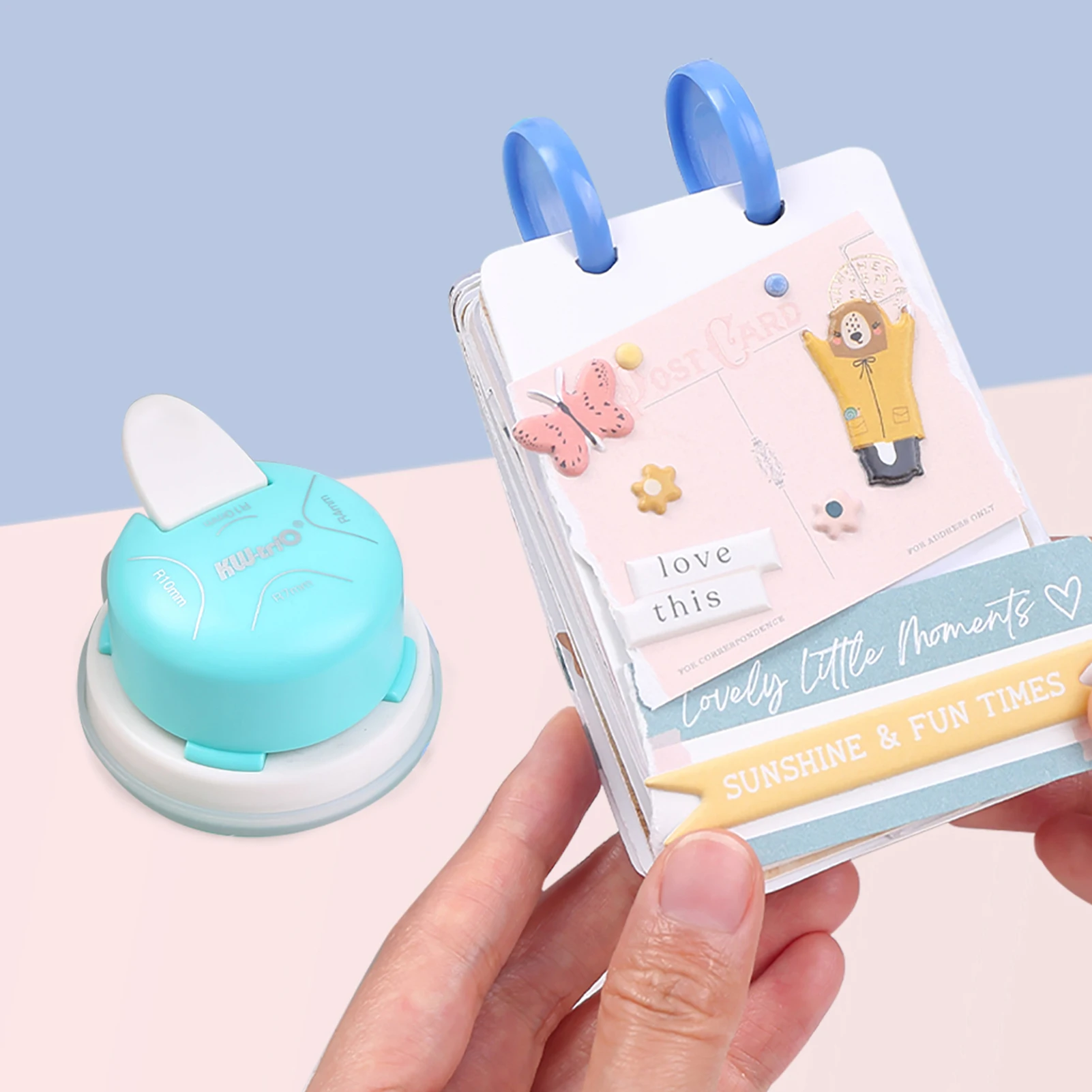 KW-TRIO Eckenrunder-Stanzer, 4-in-1, R4/R7/R10 mm + Innenbereich, abgerundete Ecken, Papier-Eckentrimmer, Schneider für die Herstellung von Karten, Bastelarbeiten, Scrapbook Image