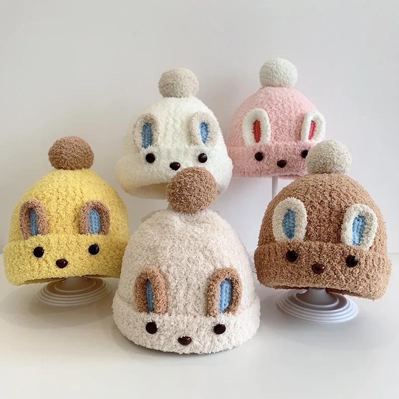 Little Bear Kinder-Strickmütze, Herbst/Winter, Baby-Strickmütze, winddichte Mütze für Jungen und Mädchen mit Gehörschutz Image