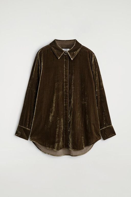 Velvet Shirt - Brown - COS Tops