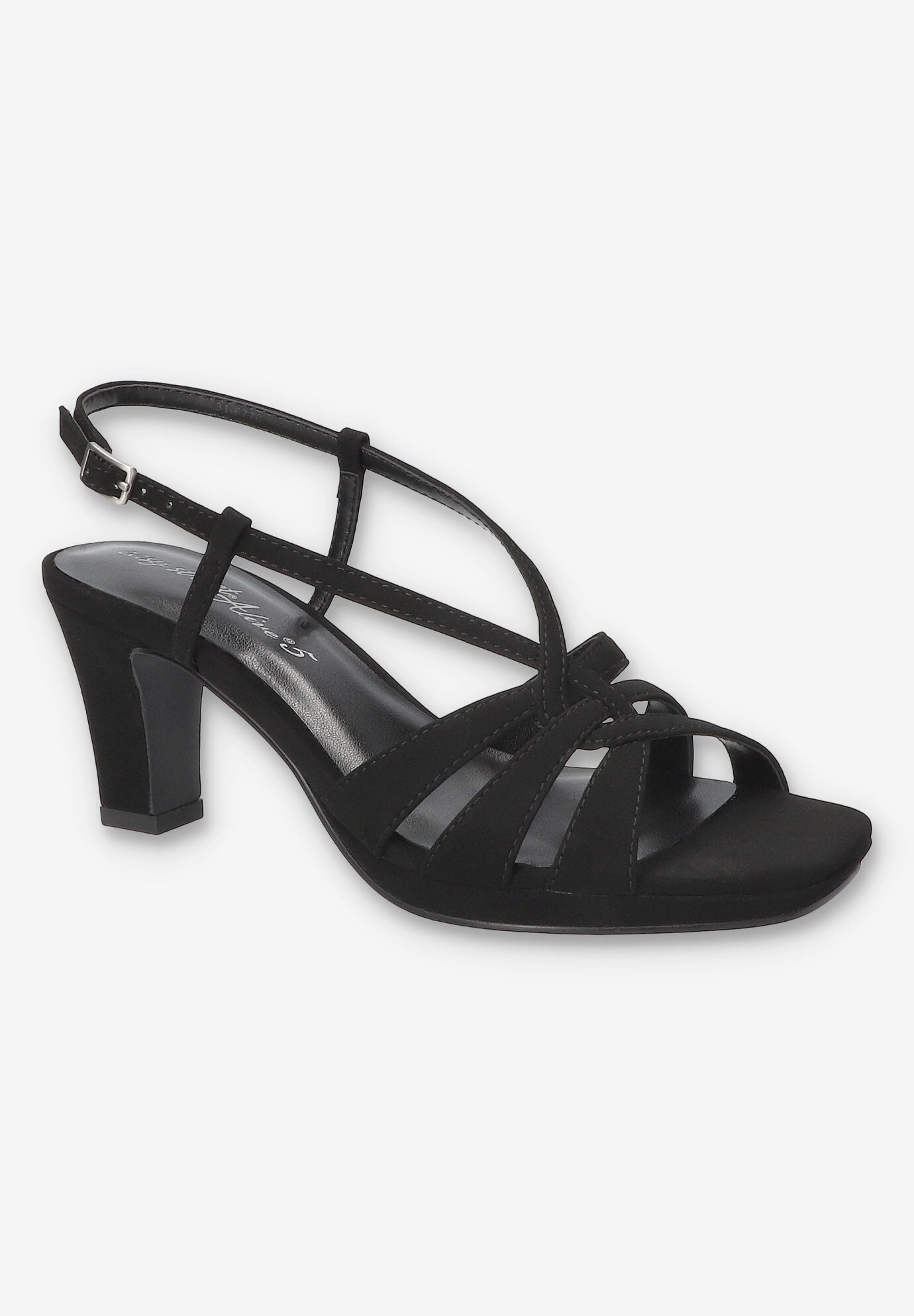 Women's Valorie Sqaure Toe Platform Sandal by Easy Street in Black Lamy (Size 9 XW)